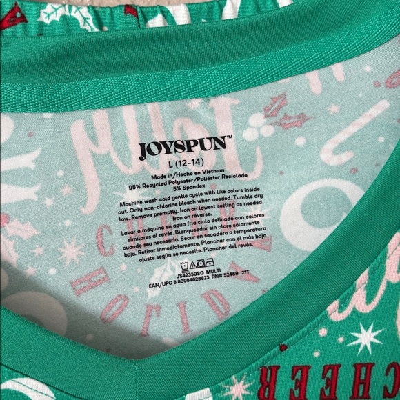 Joyspun Women’s Christmas Pajama Set Red Green Large (12-14) - Picture 2 of 6